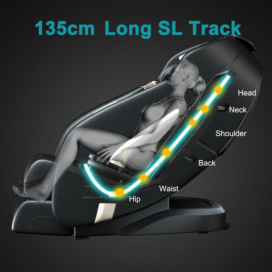 Heated Massage Chair Zero Gravity Full Body Massage Recliner SL Track 3D Shiatsu Massage Chair With Anion - Fukila