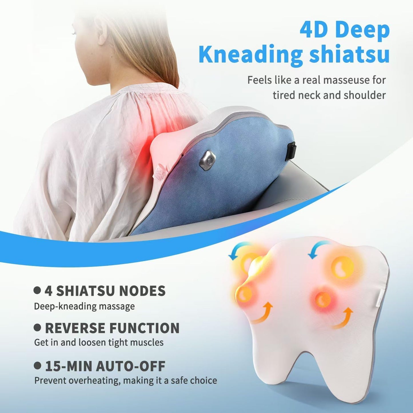 Back Shoulder and Neck Massager Pillow with Heat RL501